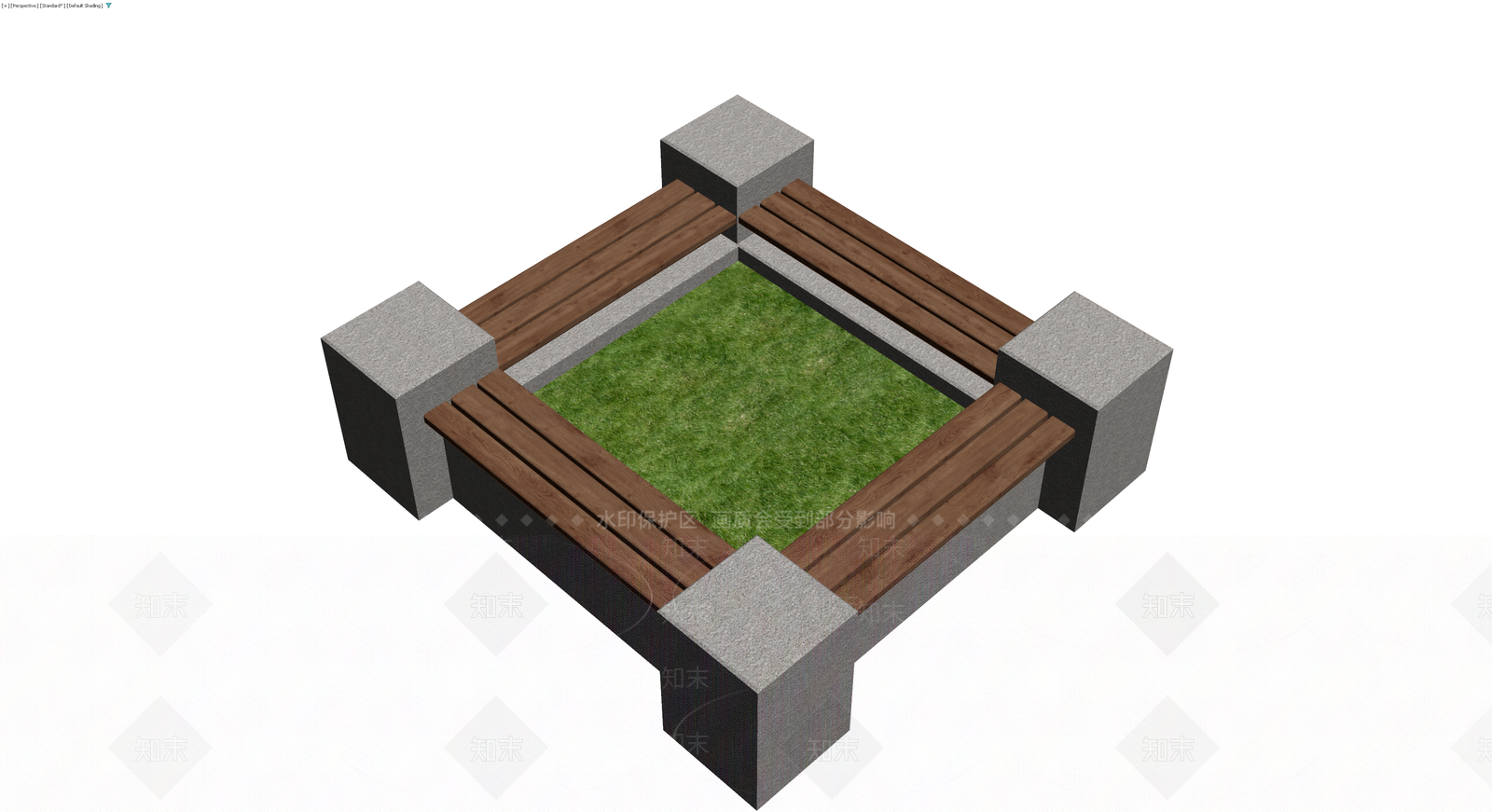 方形户外石木座椅3D模型下载【ID:1229644614】