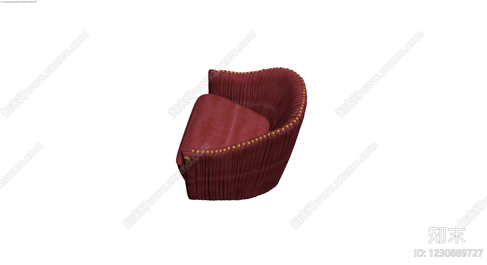 红色褶皱软包单人沙发3D模型下载【ID:1230889727】