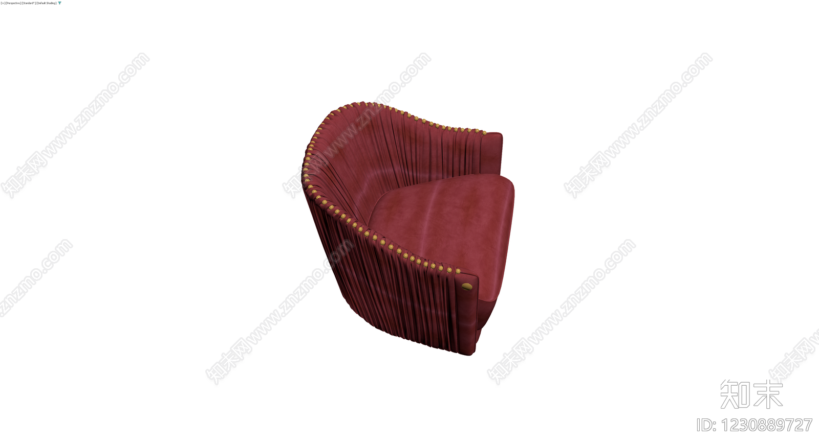 红色褶皱软包单人沙发3D模型下载【ID:1230889727】