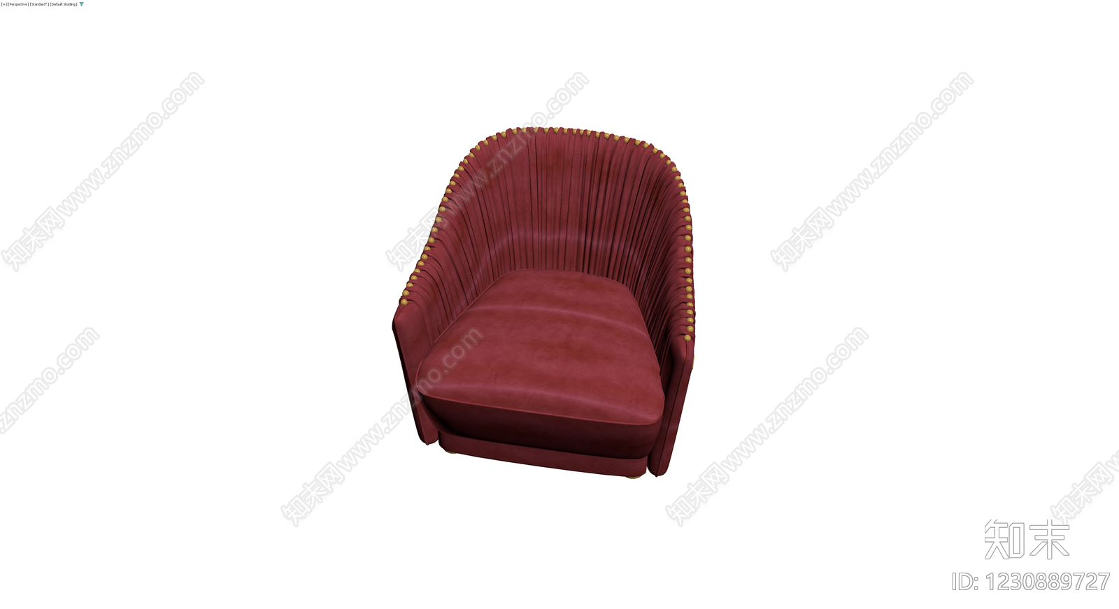 红色褶皱软包单人沙发3D模型下载【ID:1230889727】