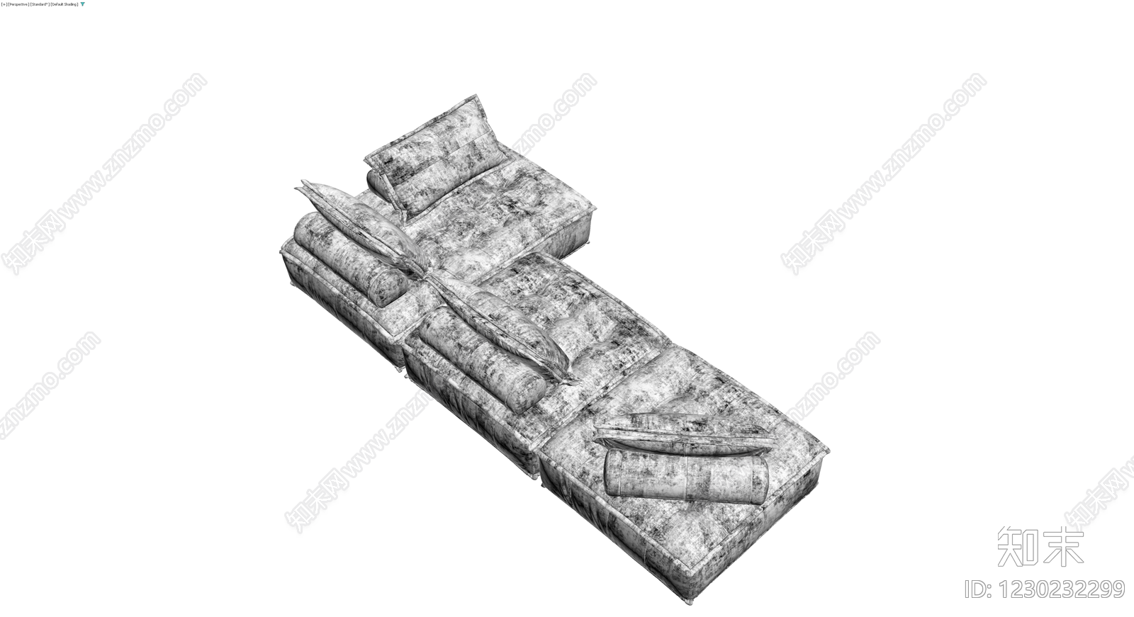 L型布艺沙发组合3D模型下载【ID:1230232299】