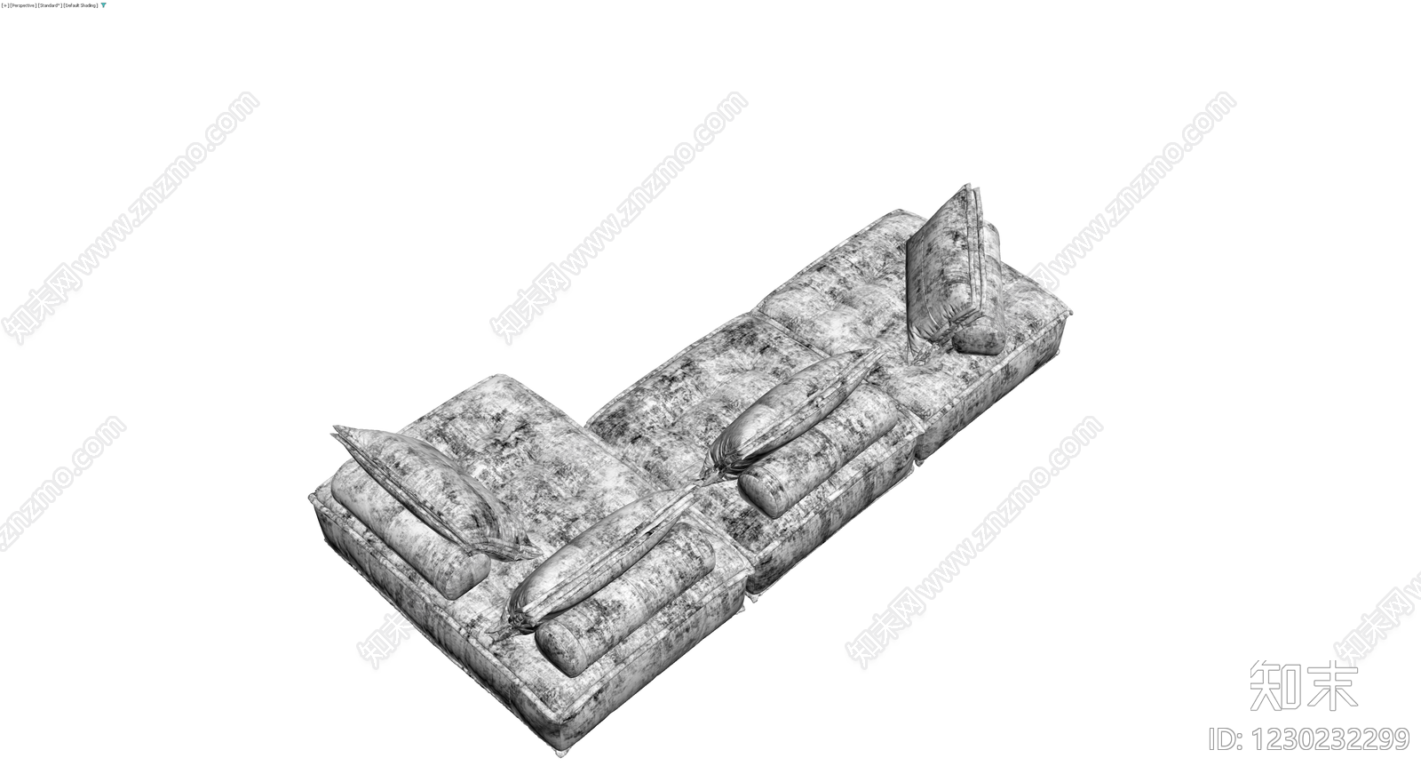 L型布艺沙发组合3D模型下载【ID:1230232299】