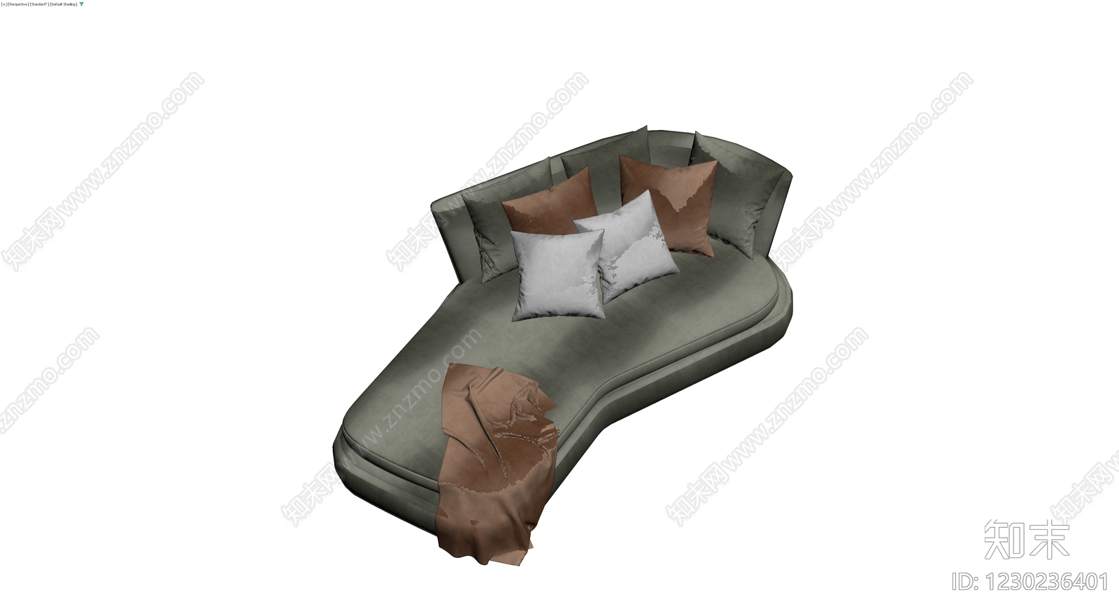 灰绿色布艺沙发组合3D模型下载【ID:1230236401】