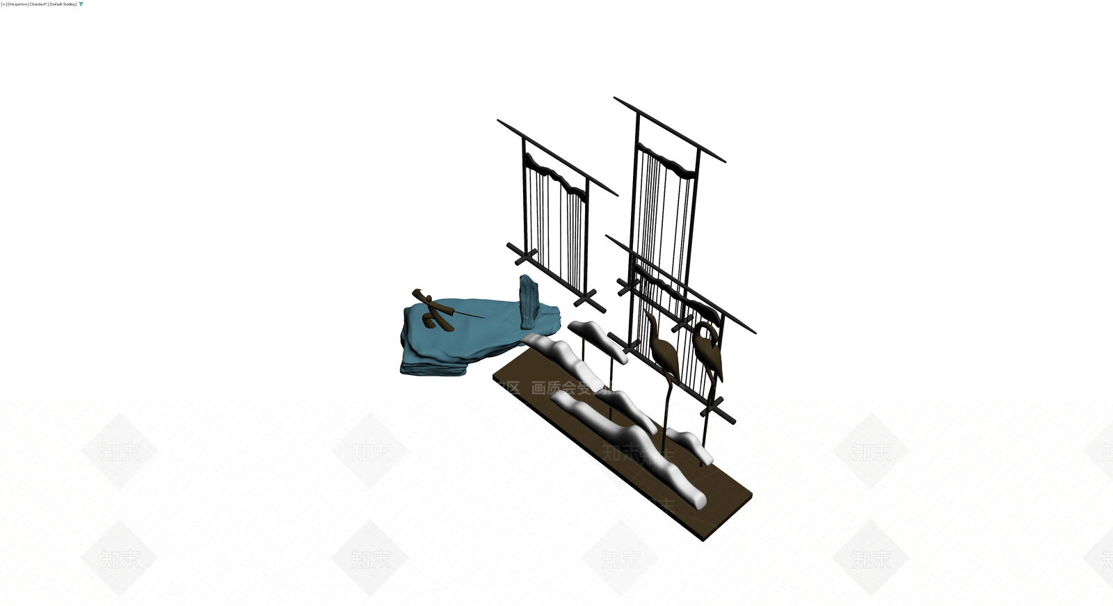 中式景观雕塑组合3D模型下载【ID:1229650158】