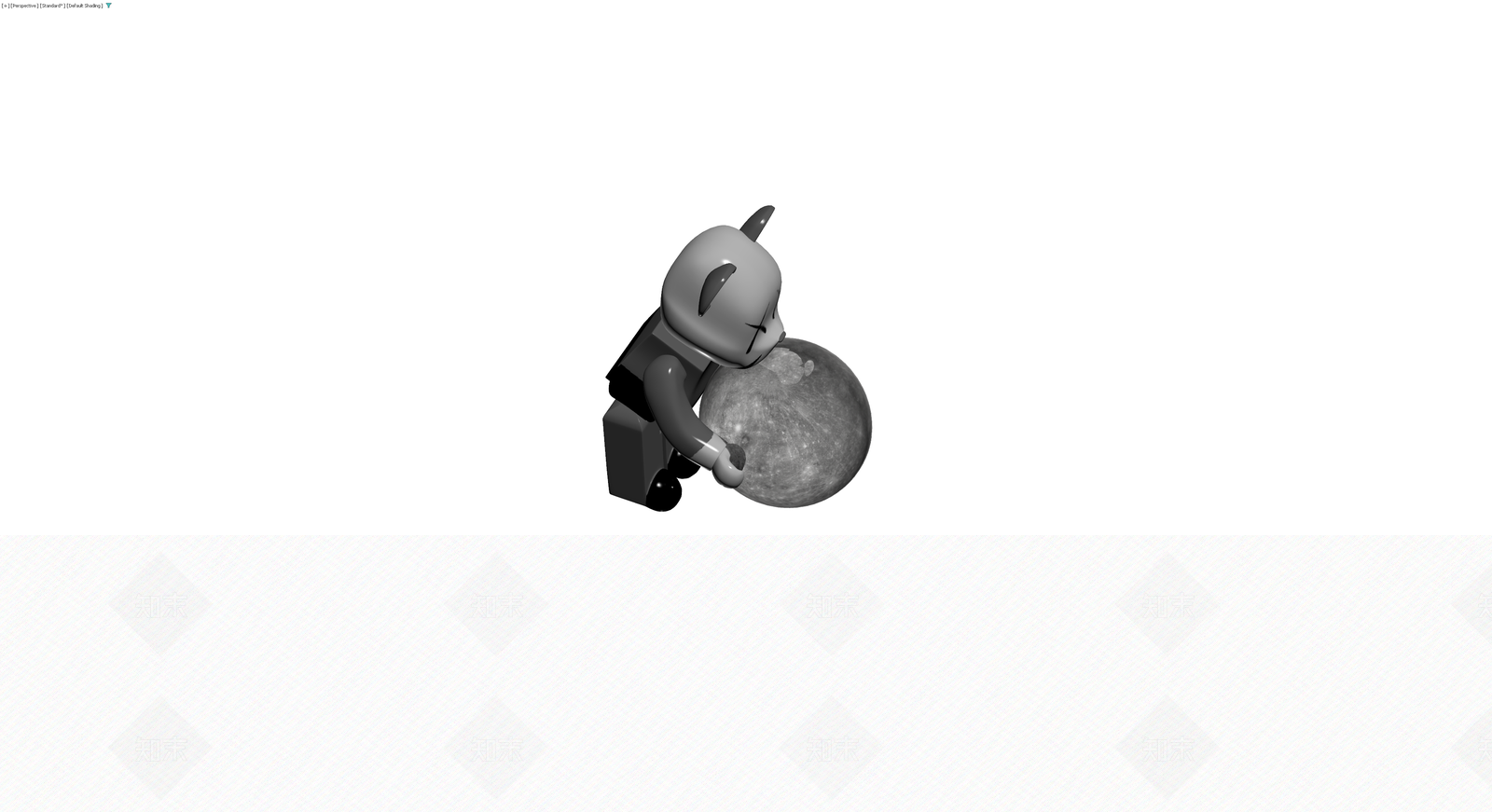 灰色熊雕塑持球3D模型下载【ID:1229932339】