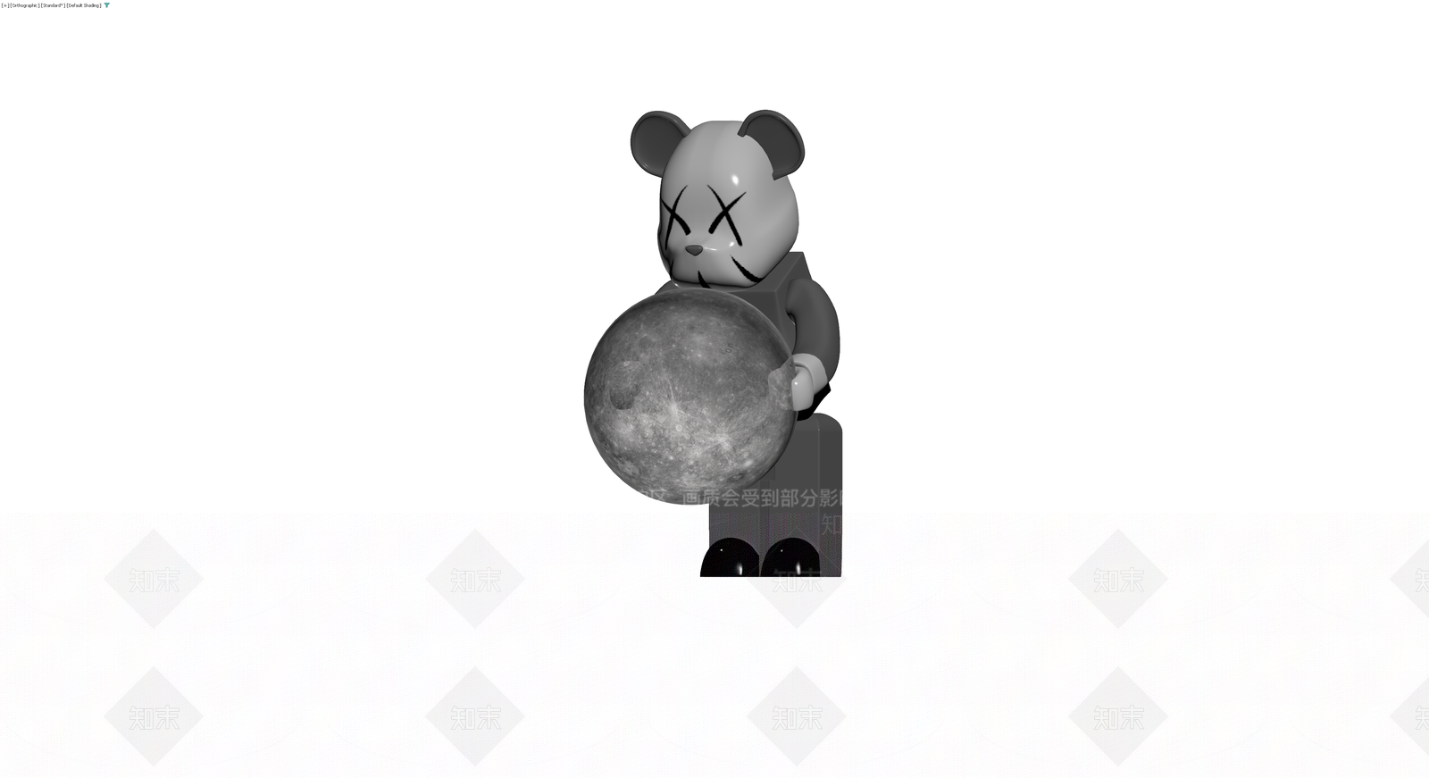 灰色熊雕塑持球3D模型下载【ID:1229932339】
