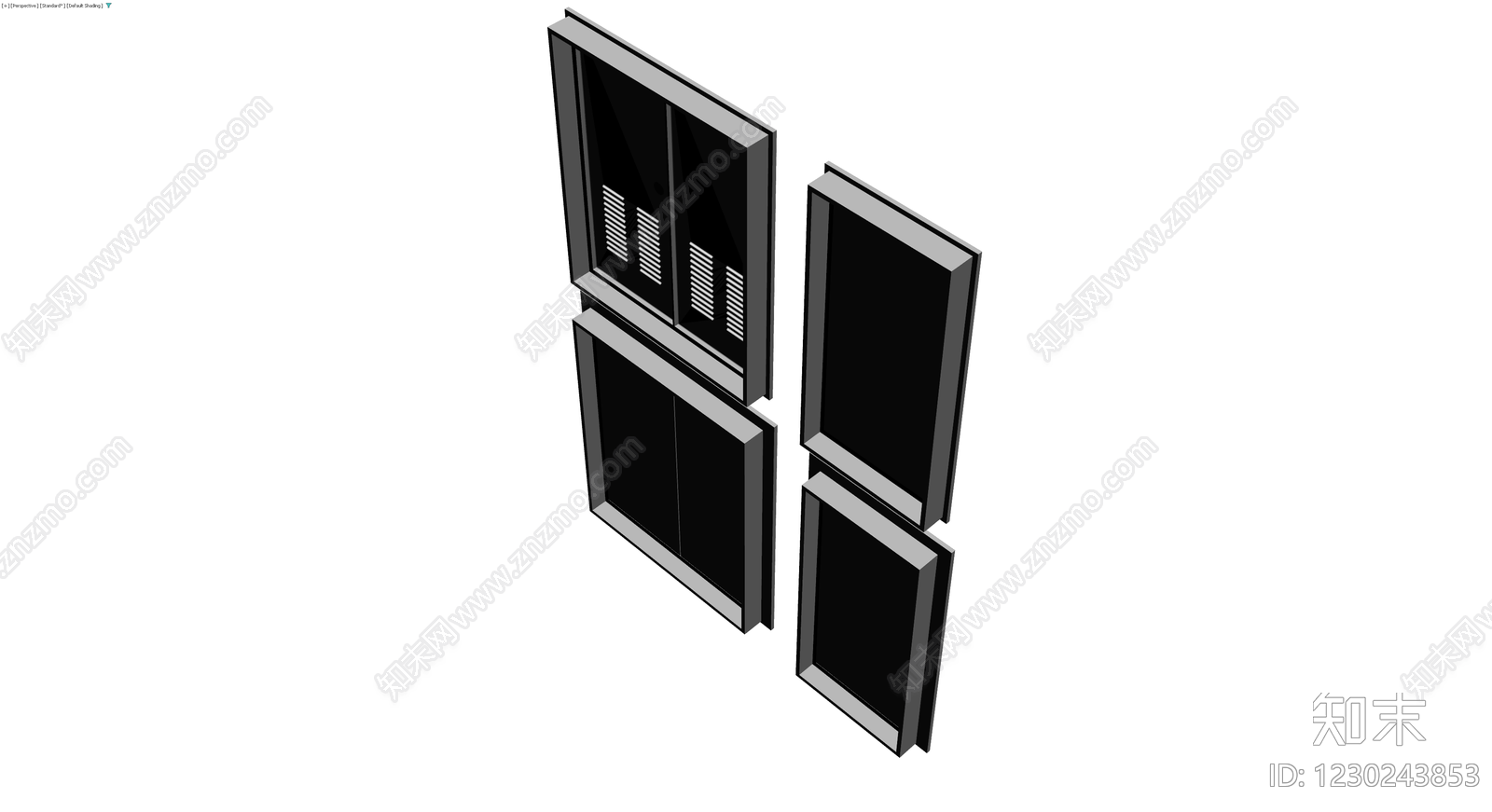 灰色单双开门柜体组合3D模型下载【ID:1230243853】
