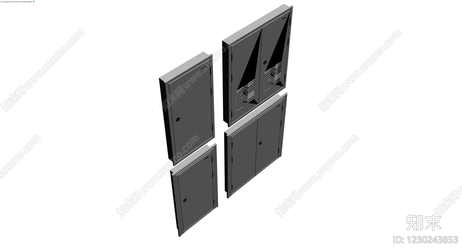 灰色单双开门柜体组合3D模型下载【ID:1230243853】
