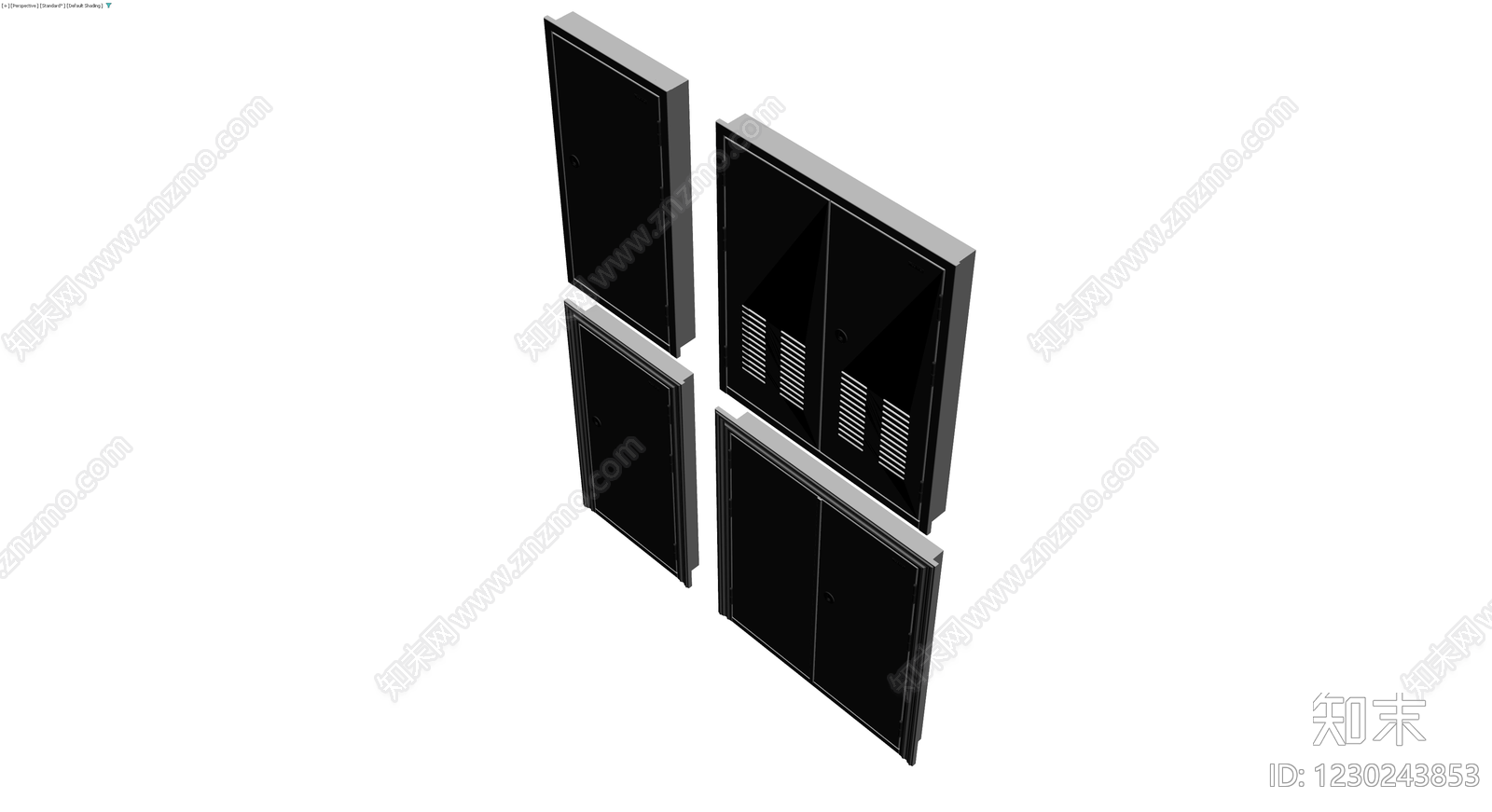 灰色单双开门柜体组合3D模型下载【ID:1230243853】