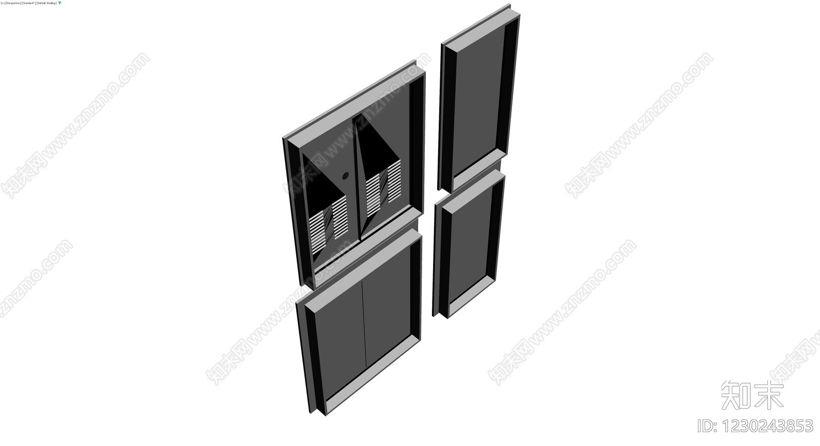 灰色单双开门柜体组合3D模型下载【ID:1230243853】