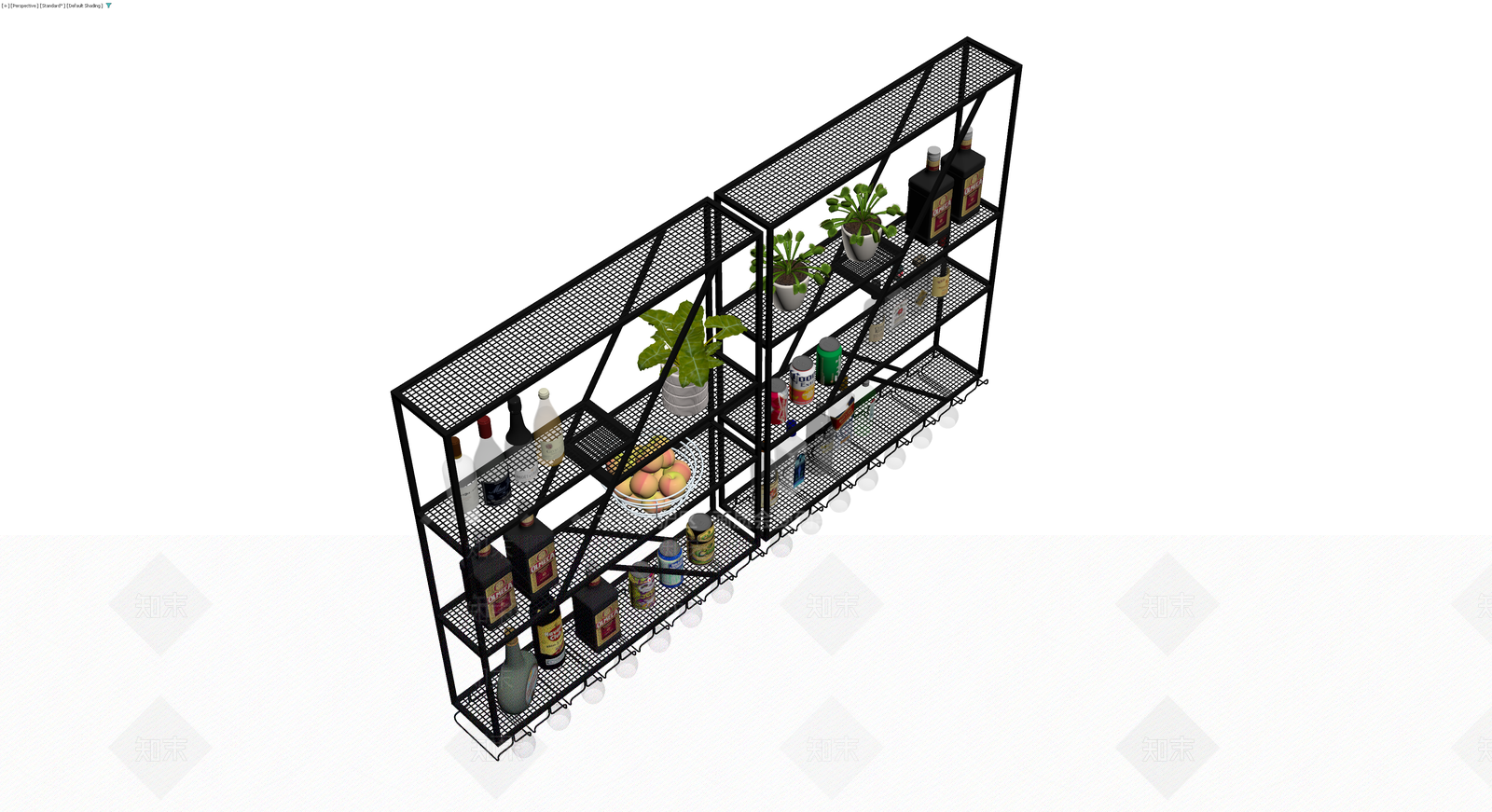 黑色网格置物架组合3D模型下载【ID:1230730033】