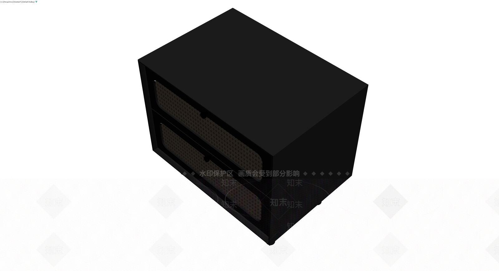 黑色双抽屉藤编边柜3D模型下载【ID:1229863568】