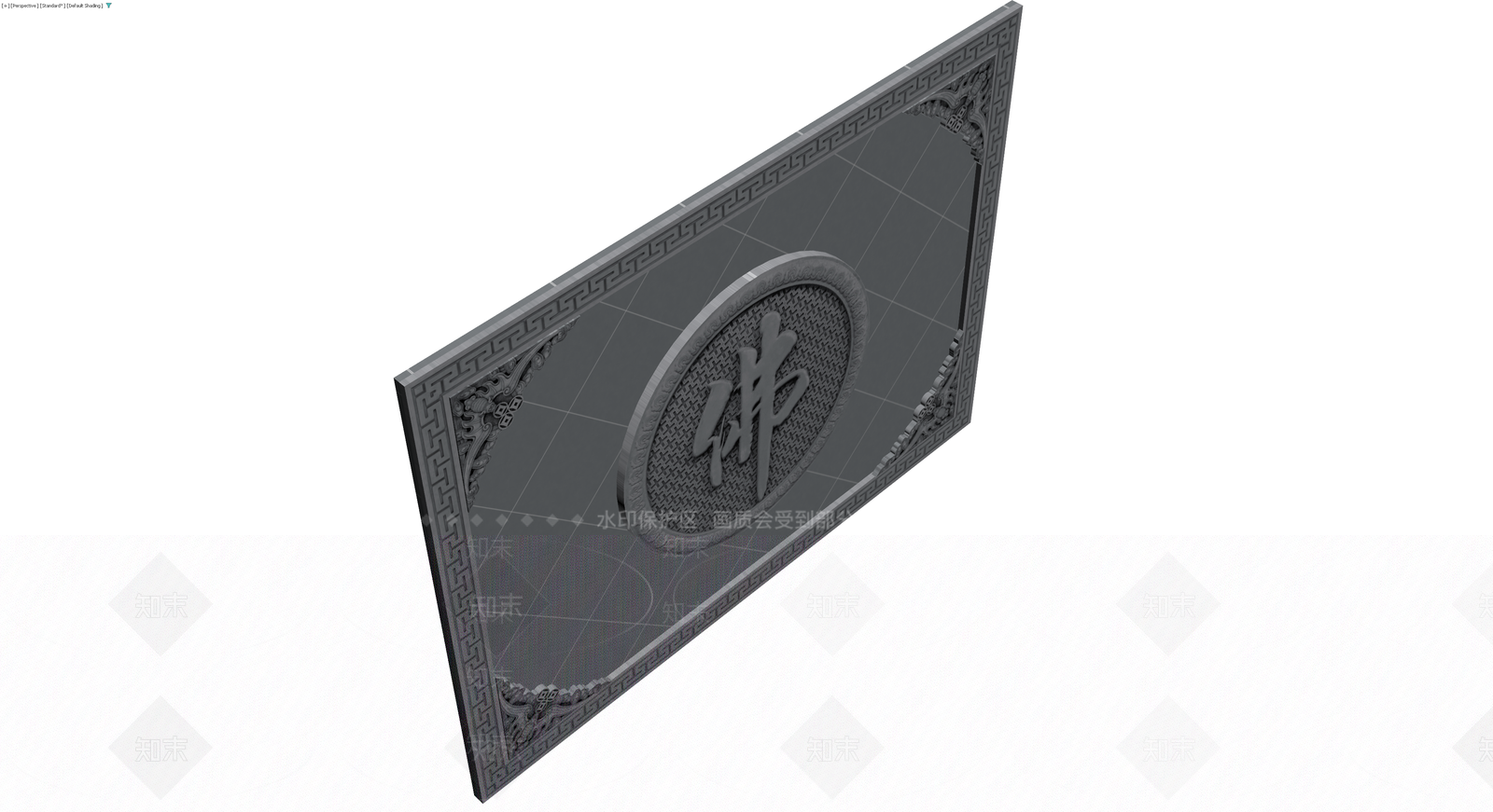 佛字浮雕装饰板3D模型下载【ID:1229669417】
