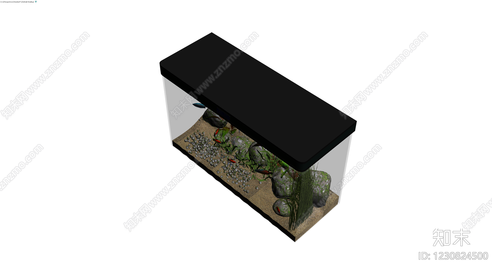 带景观装饰的完整鱼缸3D模型下载【ID:1230824500】