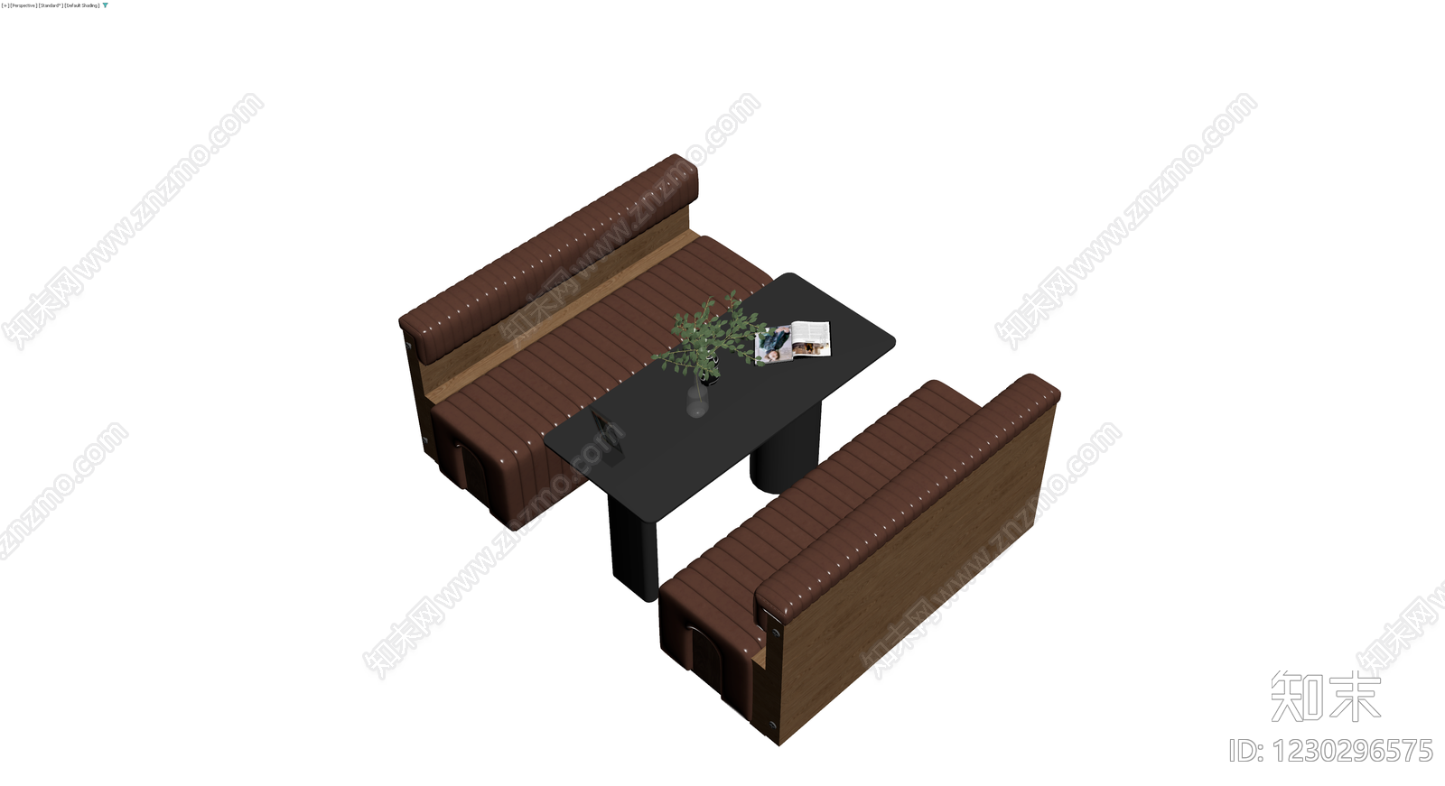 复古双人卡座餐桌组合3D模型下载【ID:1230296575】