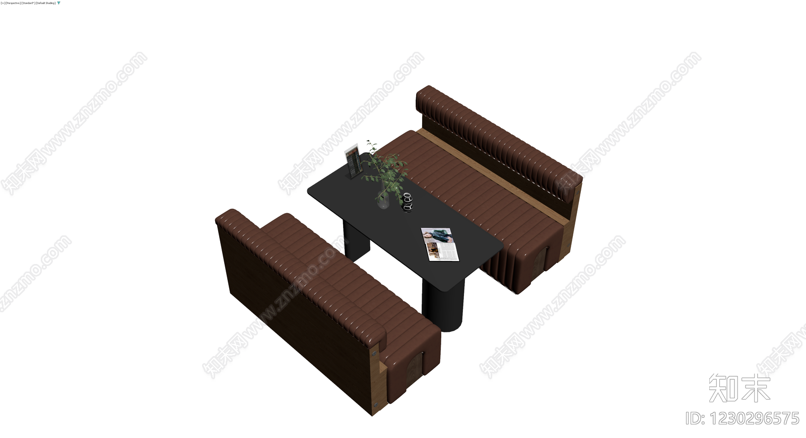 复古双人卡座餐桌组合3D模型下载【ID:1230296575】