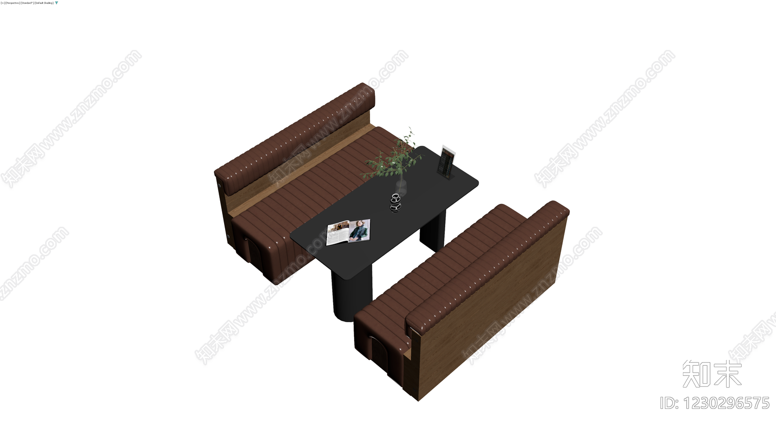 复古双人卡座餐桌组合3D模型下载【ID:1230296575】