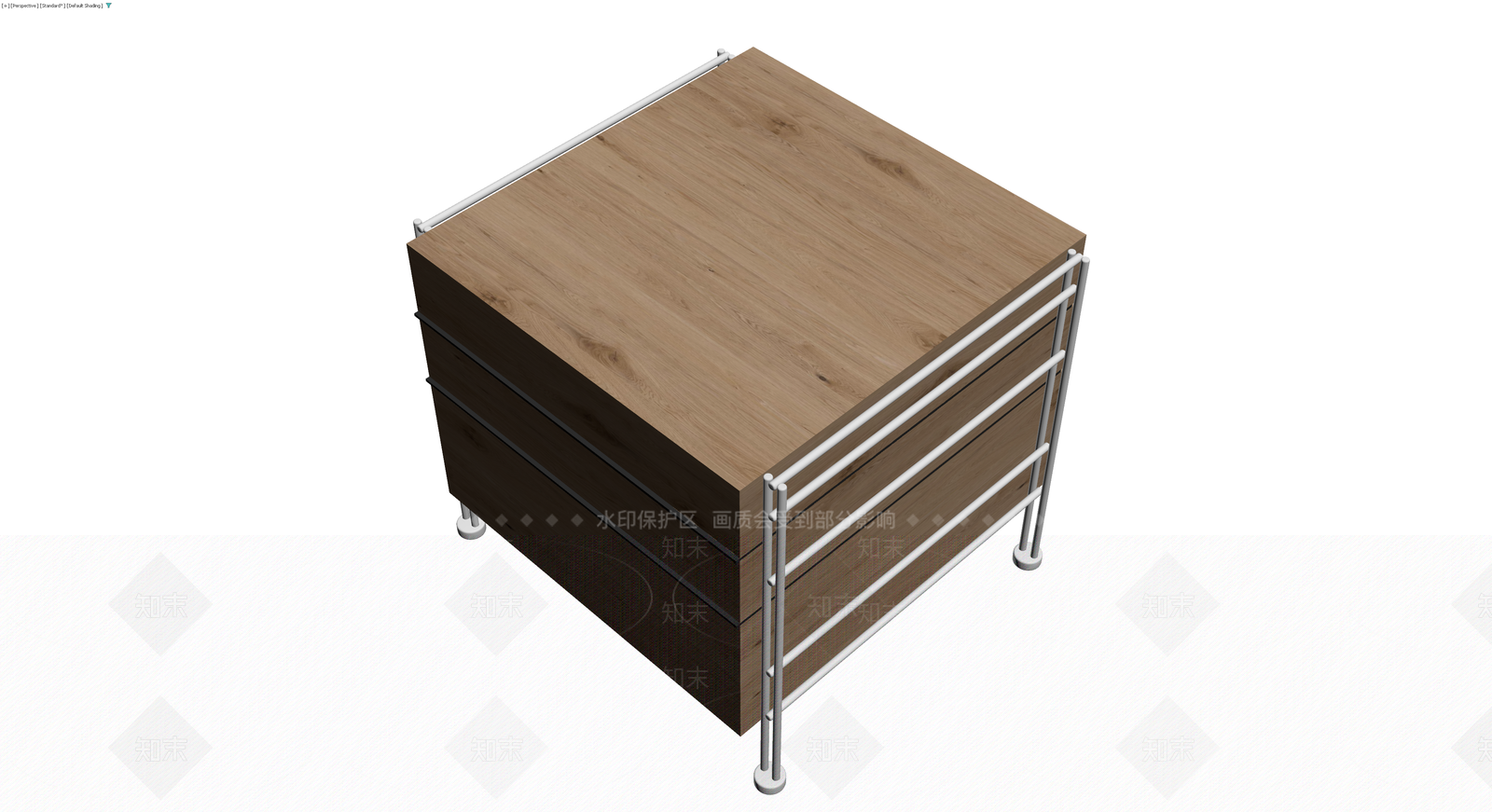 木质三斗柜带金属架3D模型下载【ID:1230408902】