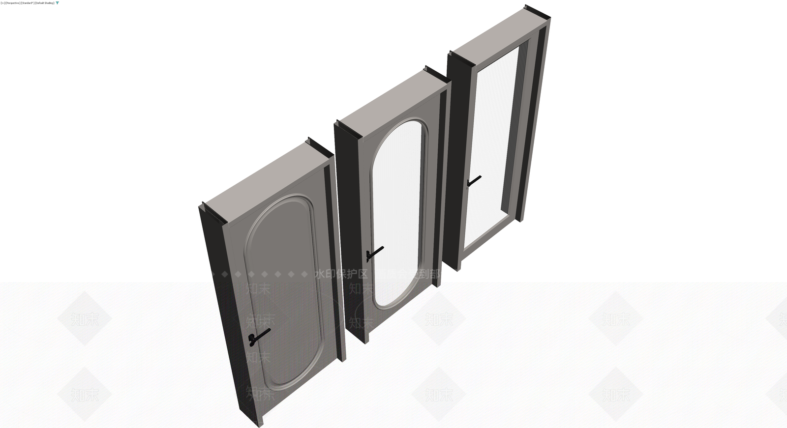 三扇不同样式门体组合3D模型下载【ID:1229959691】