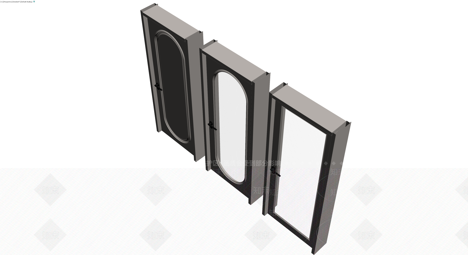 三扇不同样式门体组合3D模型下载【ID:1229959691】