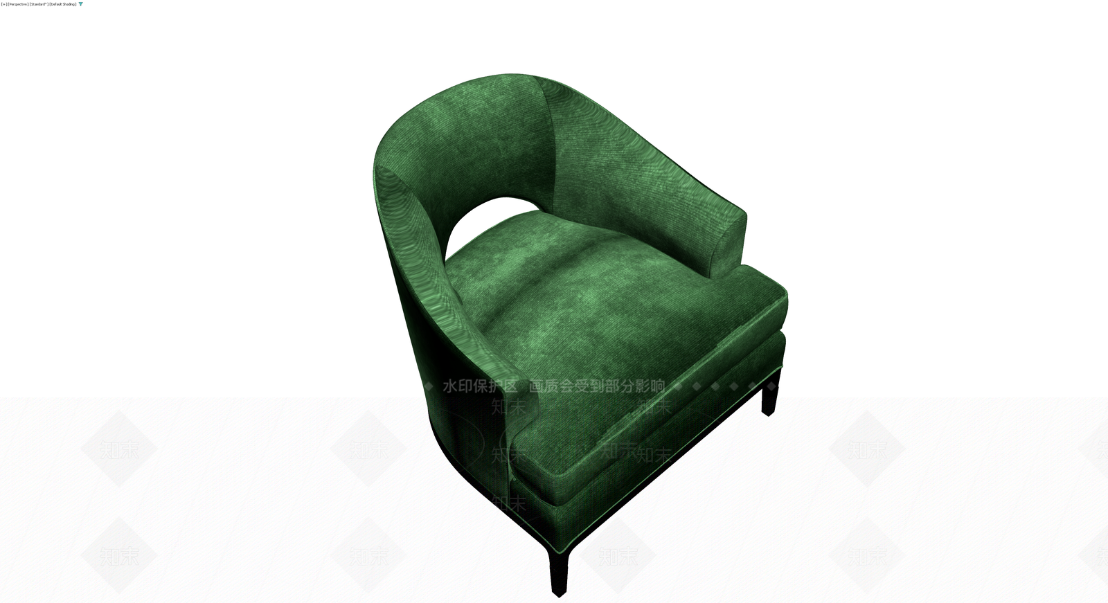 绿色绒面弧形扶手椅3D模型下载【ID:1229997184】