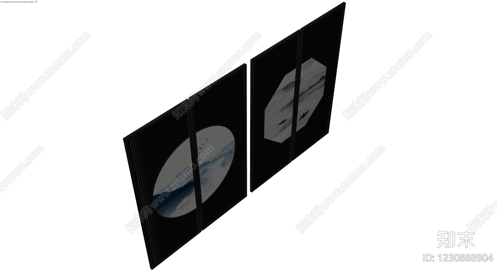 中式山水镂空隔断3D模型下载【ID:1230888904】