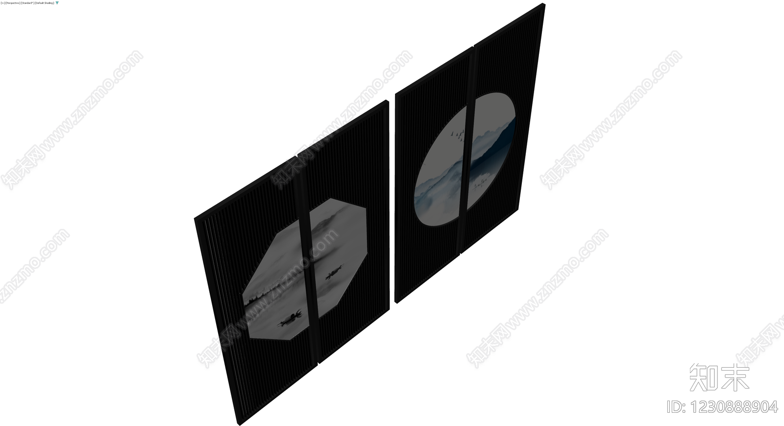 中式山水镂空隔断3D模型下载【ID:1230888904】