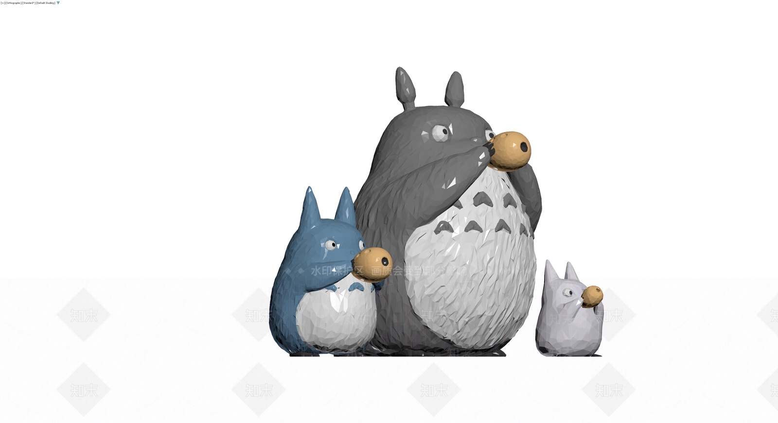 龙猫全家福雕塑模型3D模型下载【ID:1230399654】