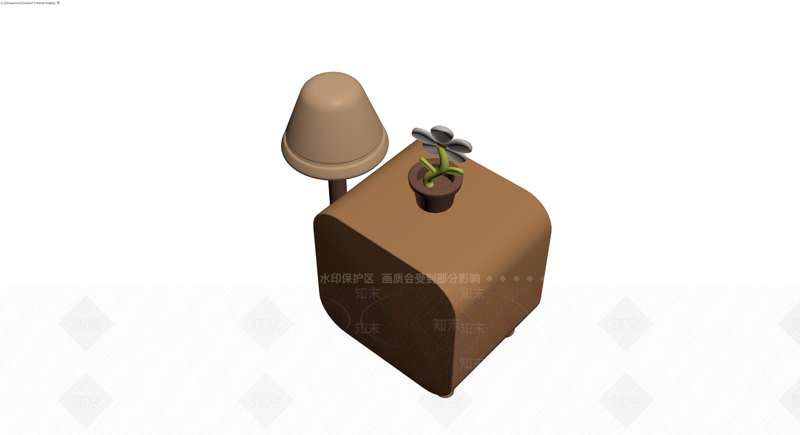 床头柜带台灯盆栽组合3D模型下载【ID:1230754025】