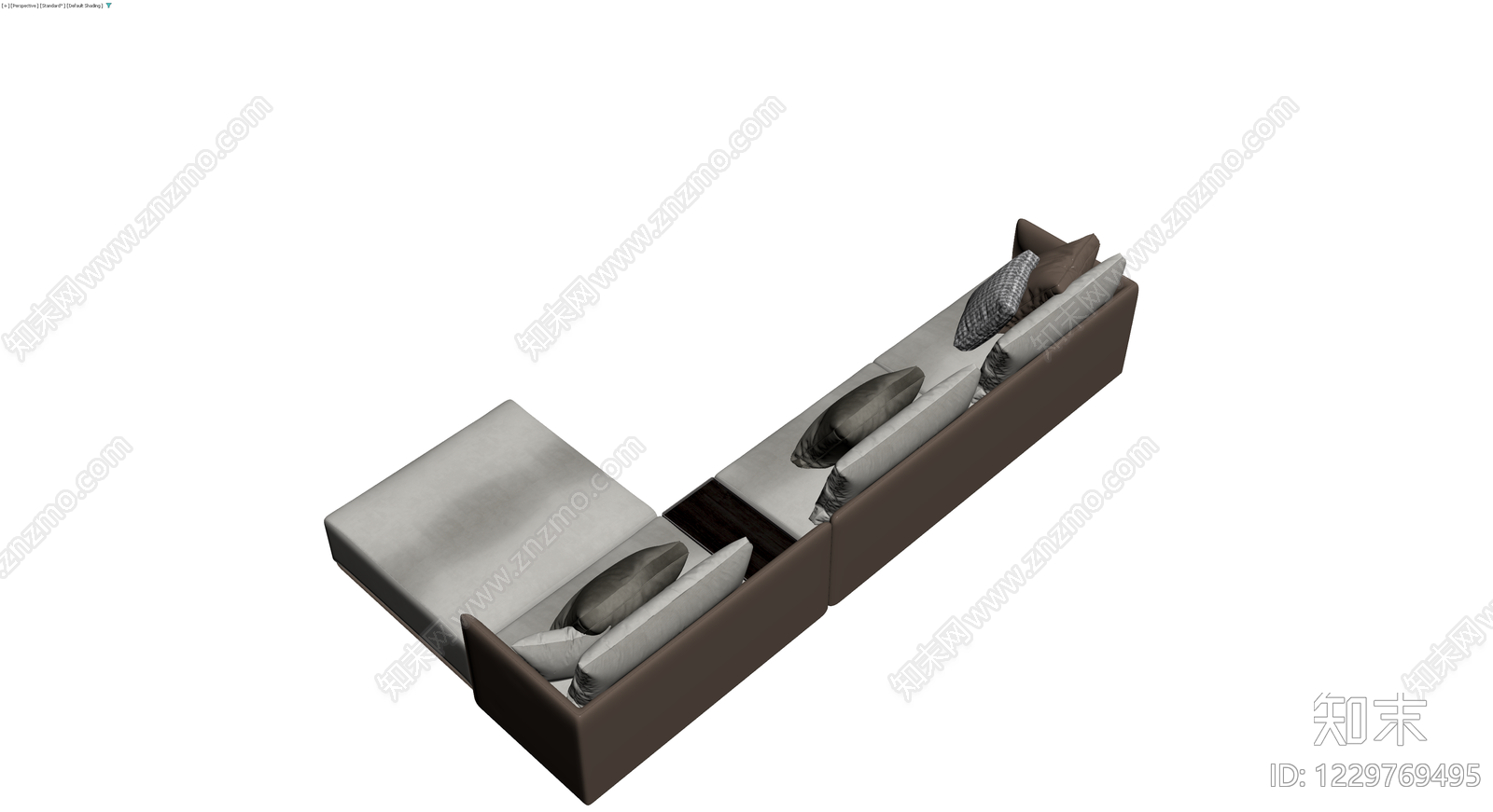 现代灰褐色L型组合沙发3D模型下载【ID:1229769495】