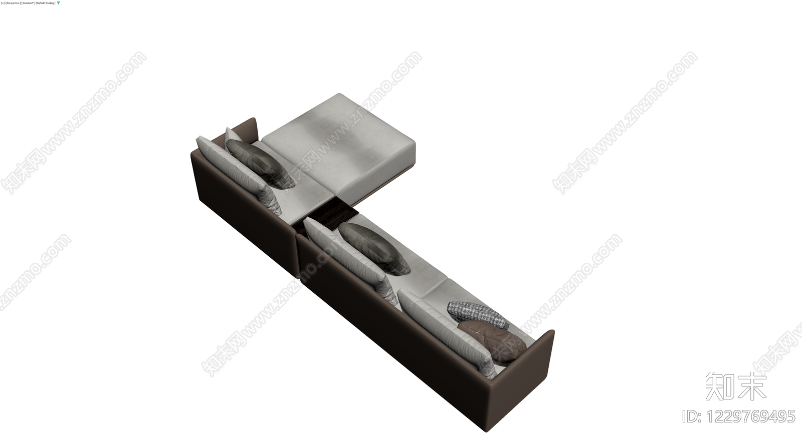 现代灰褐色L型组合沙发3D模型下载【ID:1229769495】