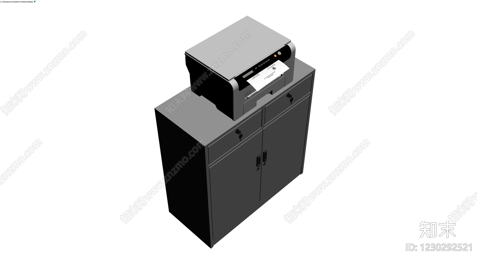 灰色文件柜配打印机3D模型下载【ID:1230292521】