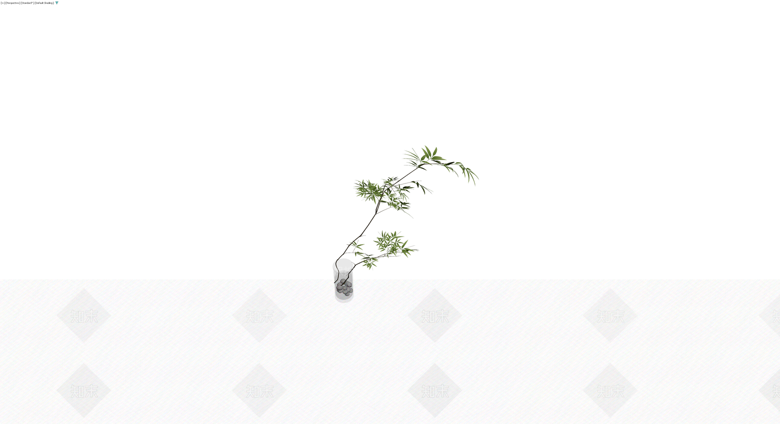 透明花瓶竹枝盆栽3D模型下载【ID:1230334267】