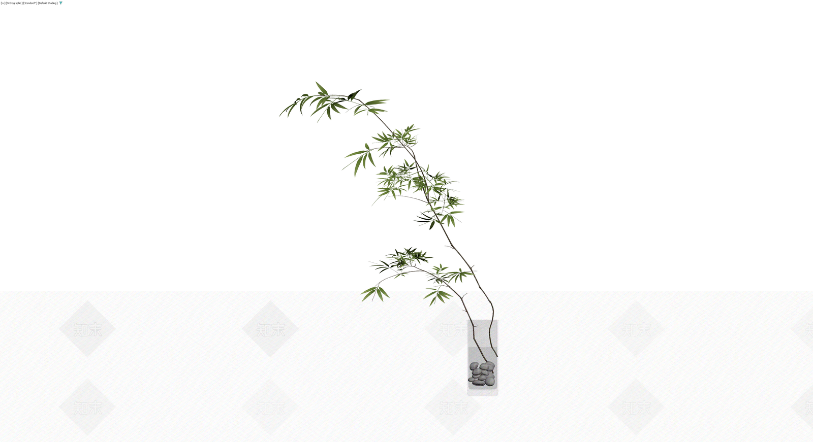 透明花瓶竹枝盆栽3D模型下载【ID:1230334267】