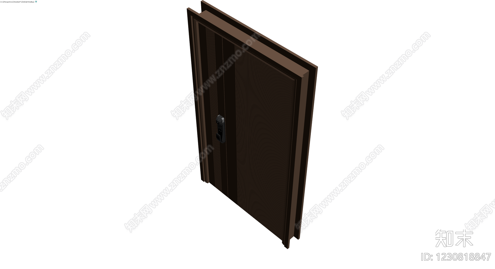 深棕色竖纹防盗门3D模型下载【ID:1230818847】