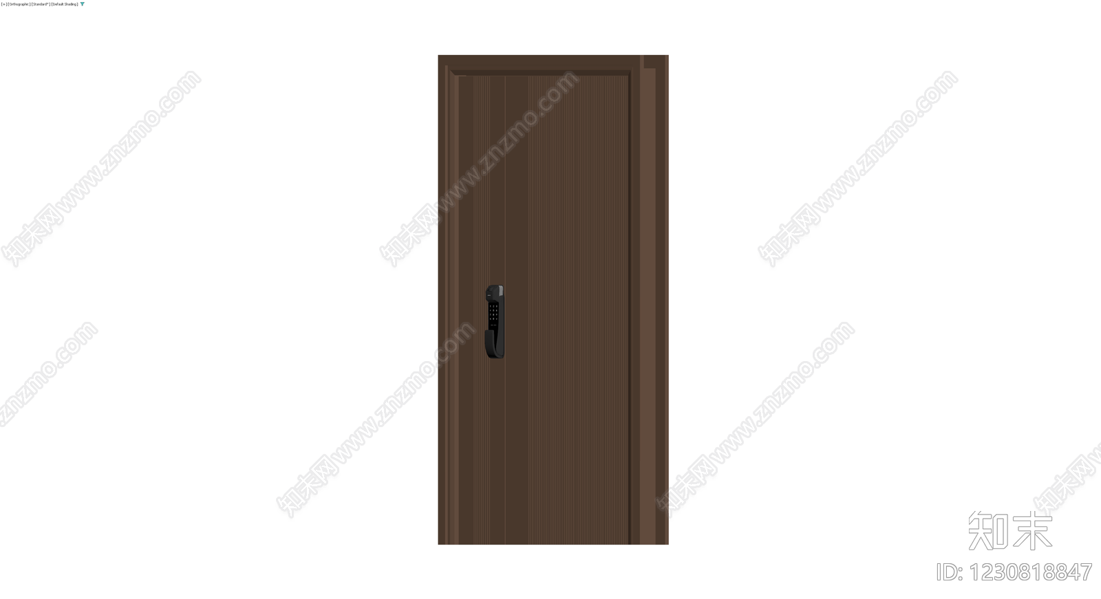 深棕色竖纹防盗门3D模型下载【ID:1230818847】