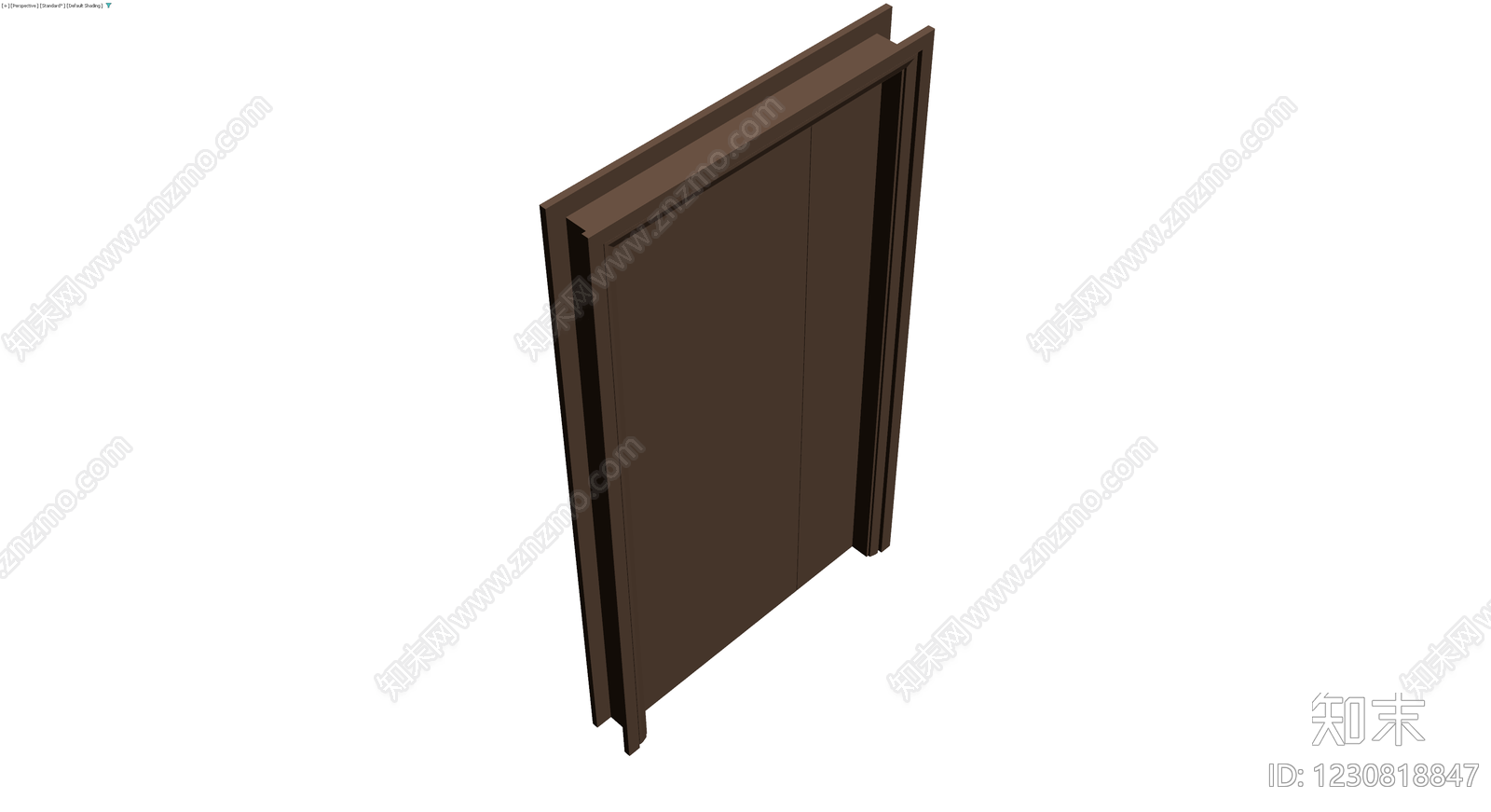 深棕色竖纹防盗门3D模型下载【ID:1230818847】