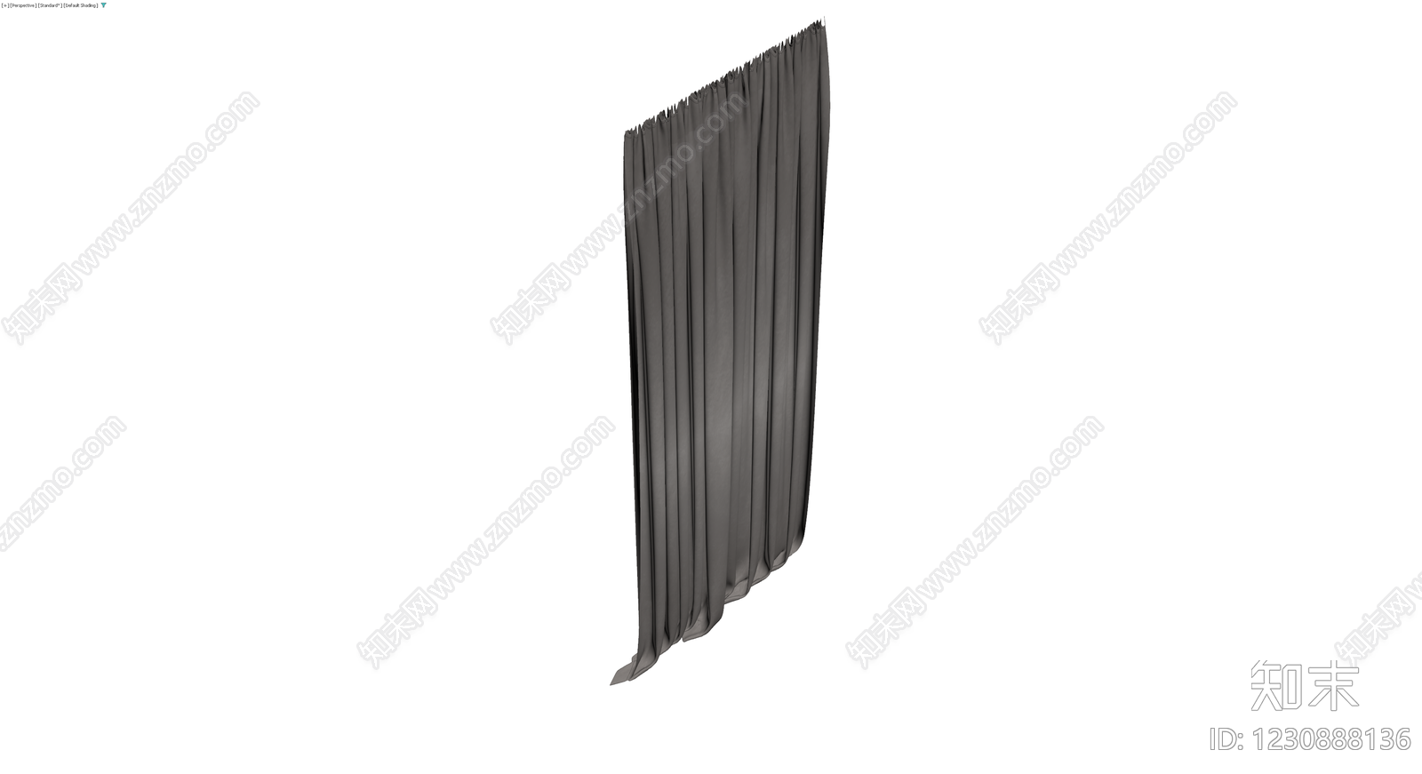 灰色褶皱布艺窗帘3D模型下载【ID:1230888136】