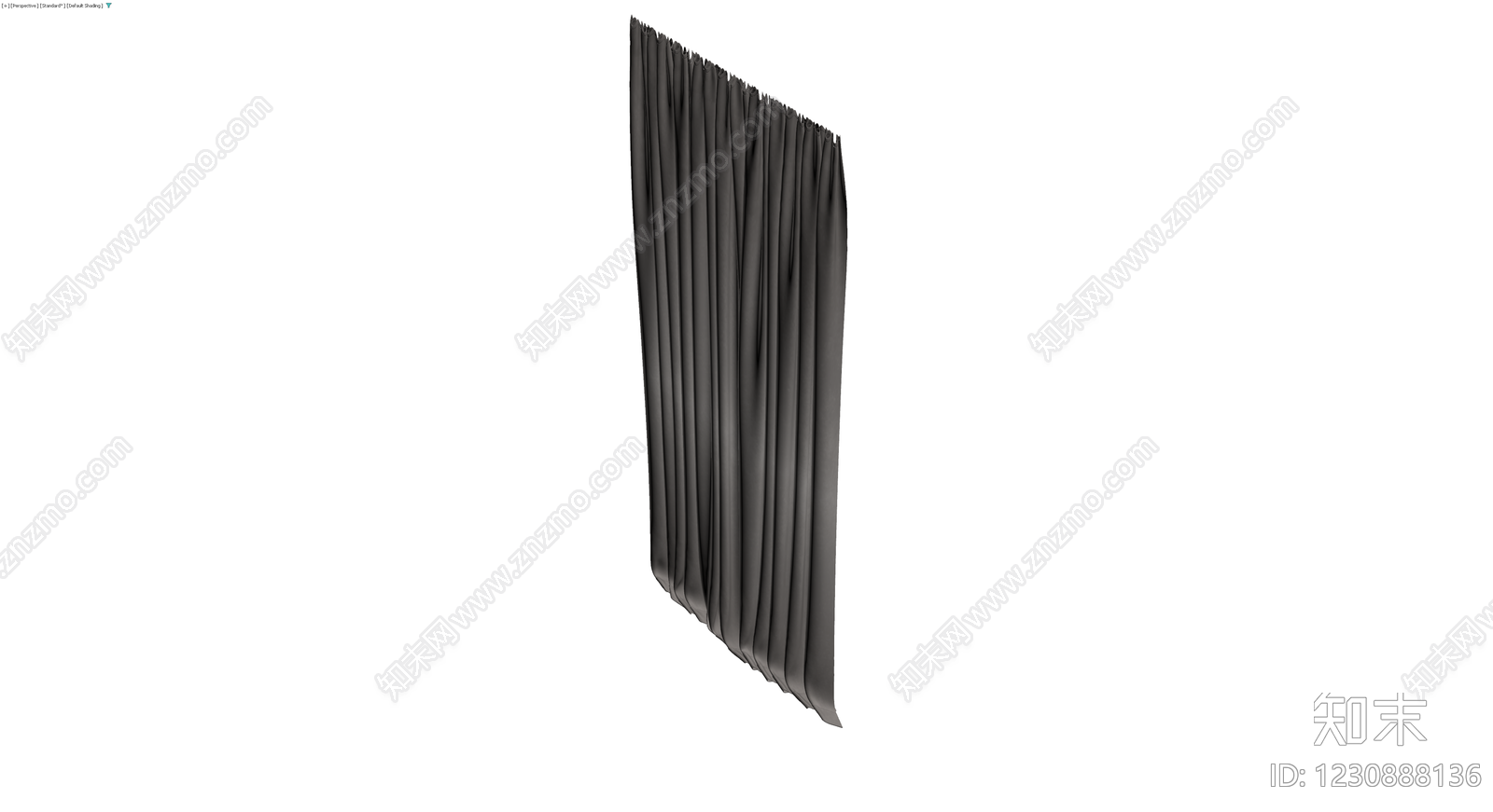 灰色褶皱布艺窗帘3D模型下载【ID:1230888136】