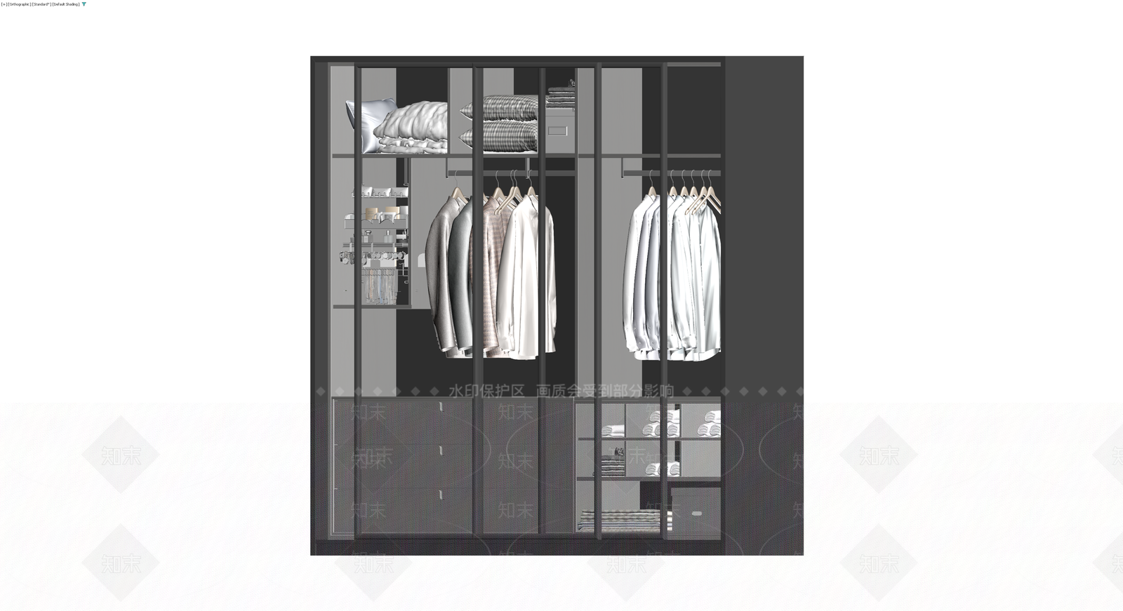 现代黑框玻璃衣柜3D模型下载【ID:1229901712】