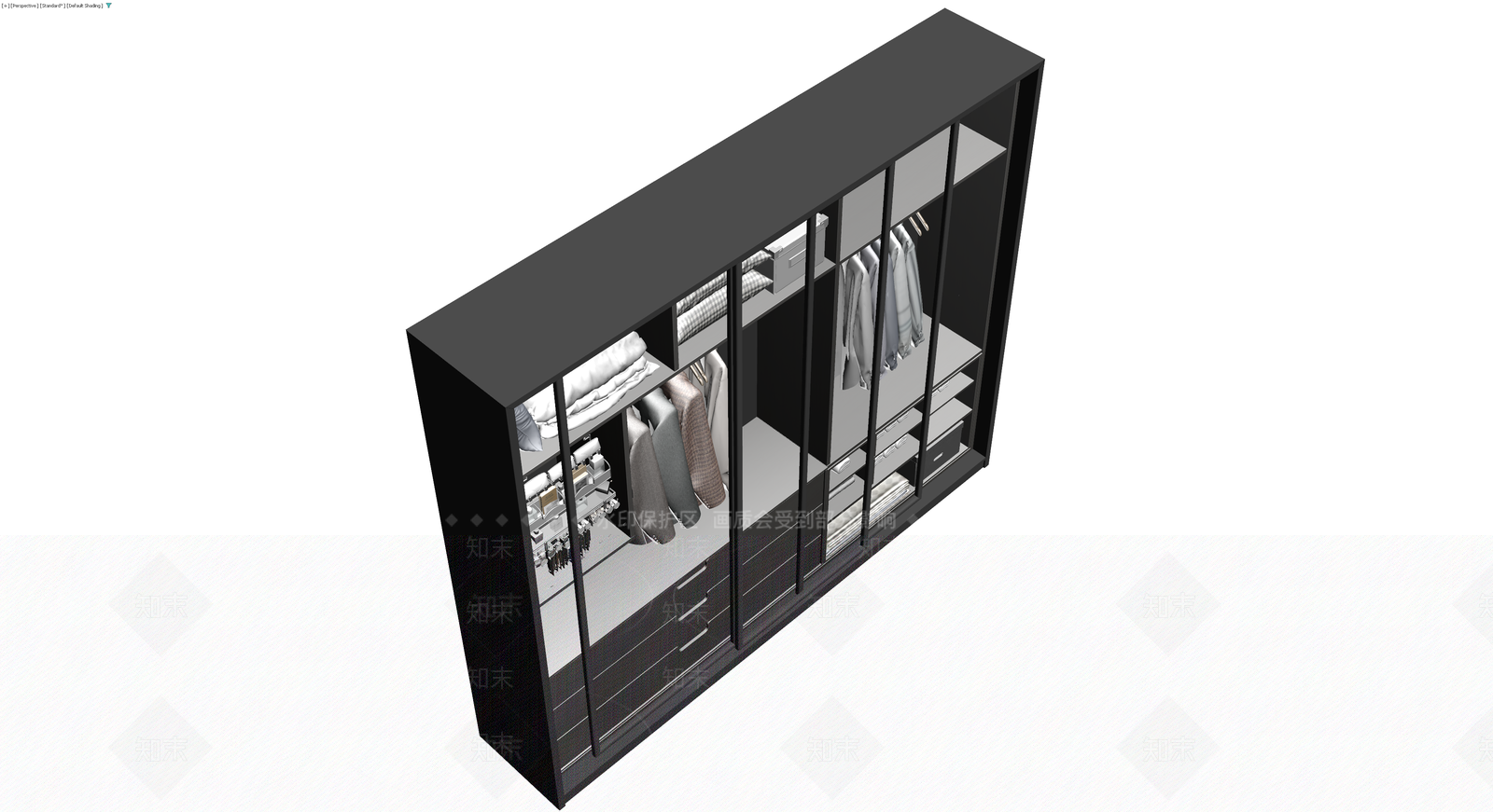 现代黑框玻璃衣柜3D模型下载【ID:1229901712】