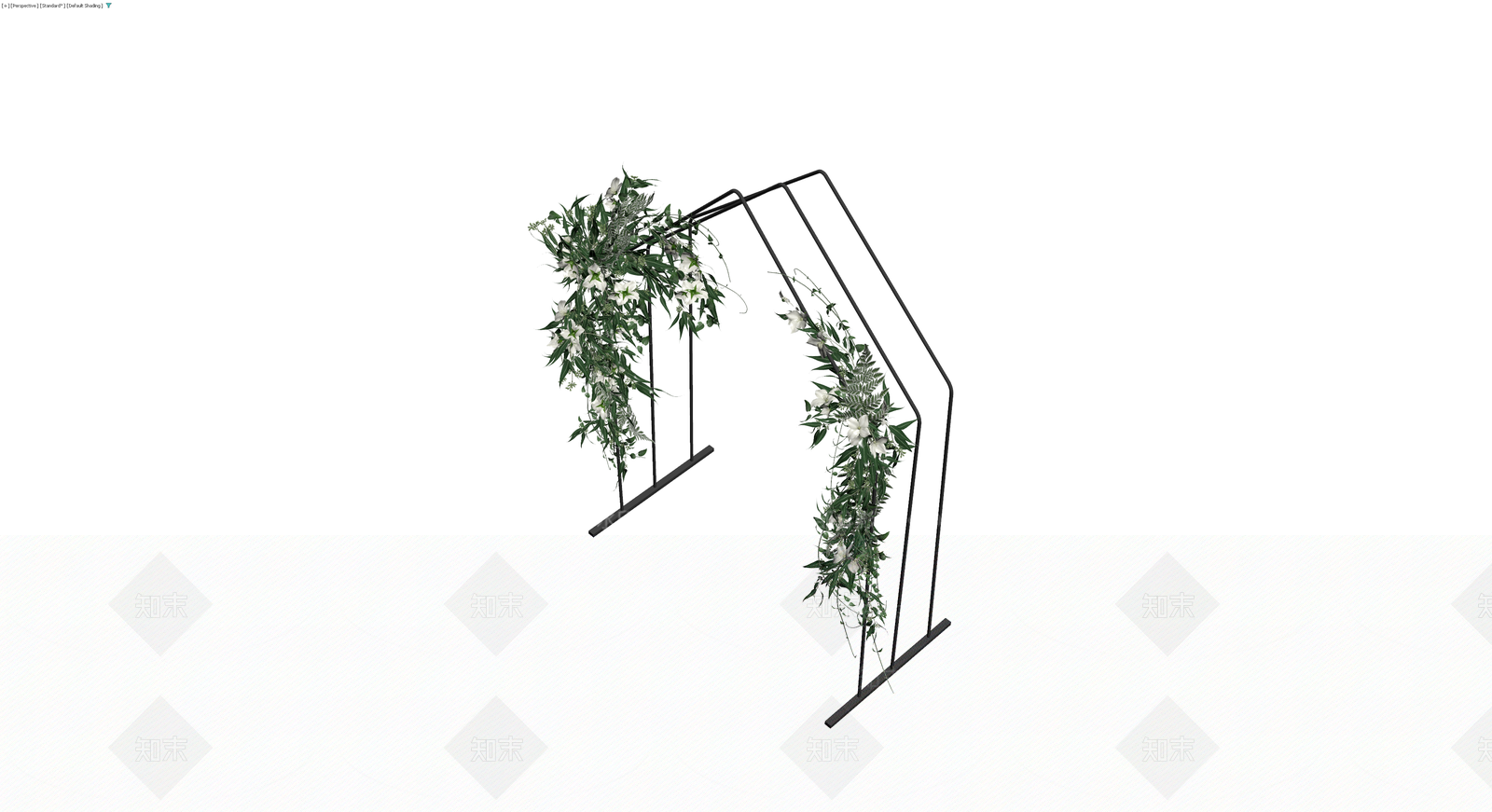黑色金属拱门花架3D模型下载【ID:1230729974】
