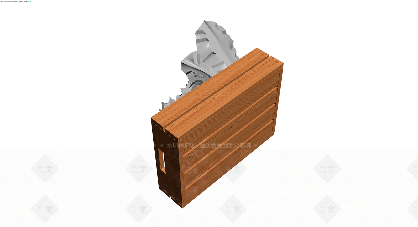 木质长椅配灰色雕塑3D模型下载【ID:1230697420】
