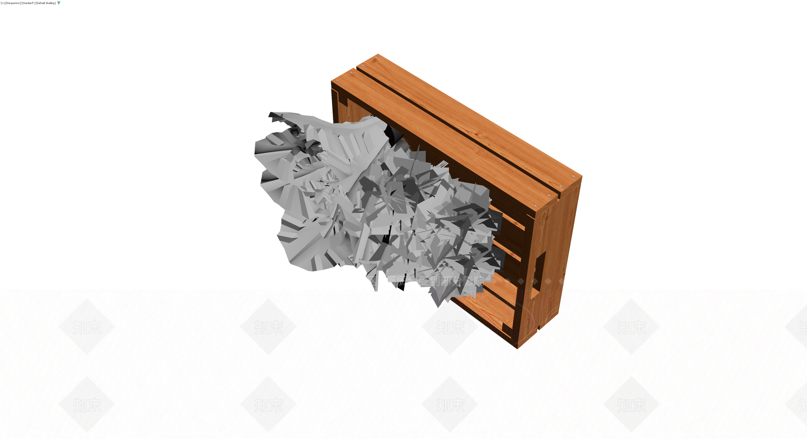 木质长椅配灰色雕塑3D模型下载【ID:1230697420】