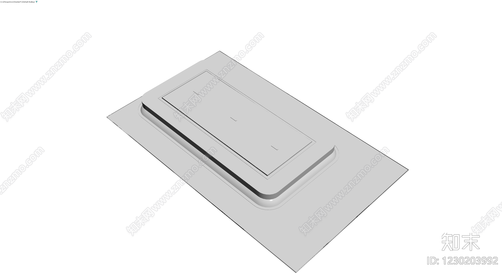 矩形吸顶灯灰模3D模型下载【ID:1230203992】