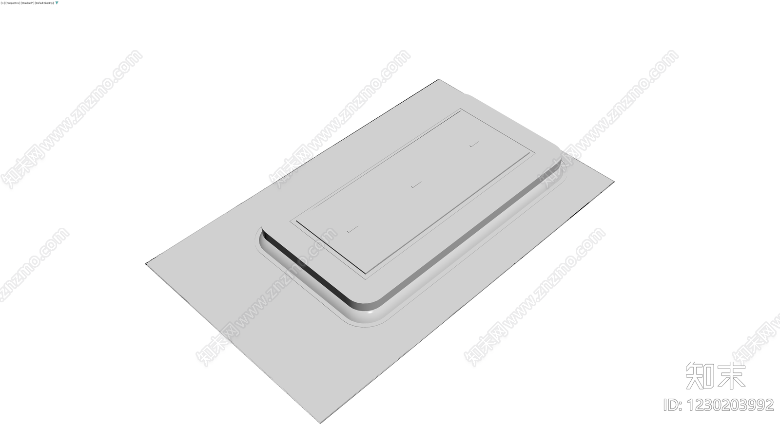 矩形吸顶灯灰模3D模型下载【ID:1230203992】