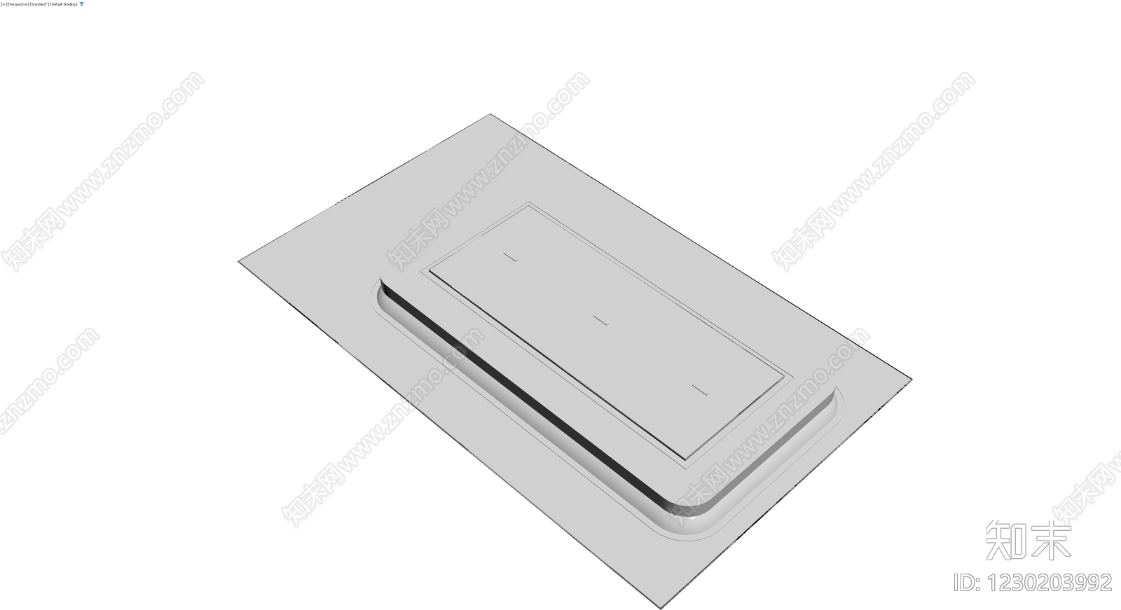 矩形吸顶灯灰模3D模型下载【ID:1230203992】