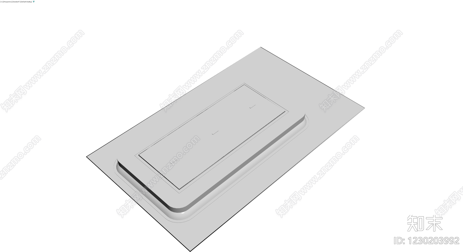 矩形吸顶灯灰模3D模型下载【ID:1230203992】