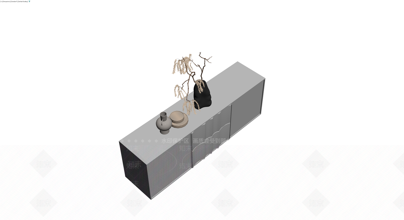 现代灰色装饰柜3D模型下载【ID:1230390709】