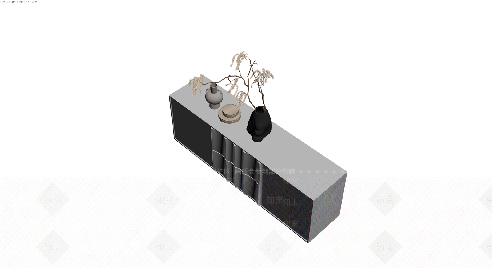 现代灰色装饰柜3D模型下载【ID:1230390709】